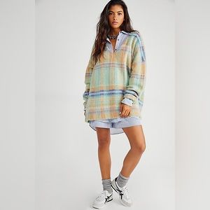 NWT ~ Free People Wool Blend Plaid Oversized Sweater!